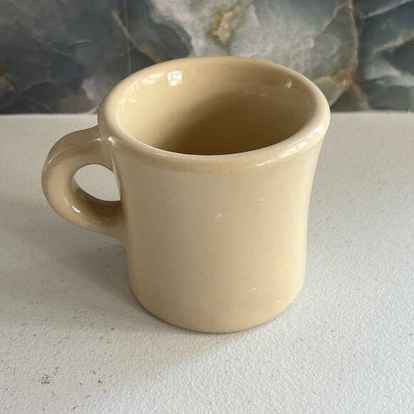 Wallace and Tepco China Coffee Mugs Set of 2 Tan 3.5" Tall Heavy Restaurant Ware - Picture 6 of 15